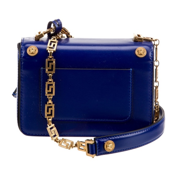 Versace Royal Blue Leather Medusa-Embellished Crossbody Bag with Gold Hardware - Picture 6 of 7